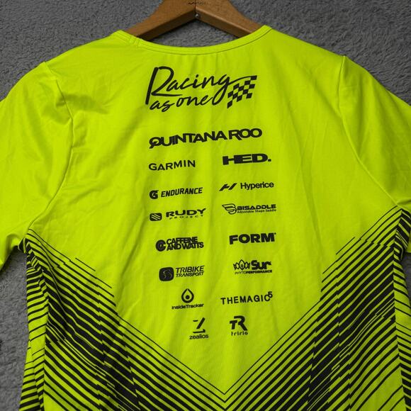 Zooz Running Shirt Men's Medium Neon Yellow Racing Short Sleeve - Picture 10 of 12